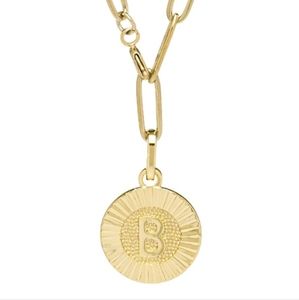 NWT bracha medallion B gold necklace